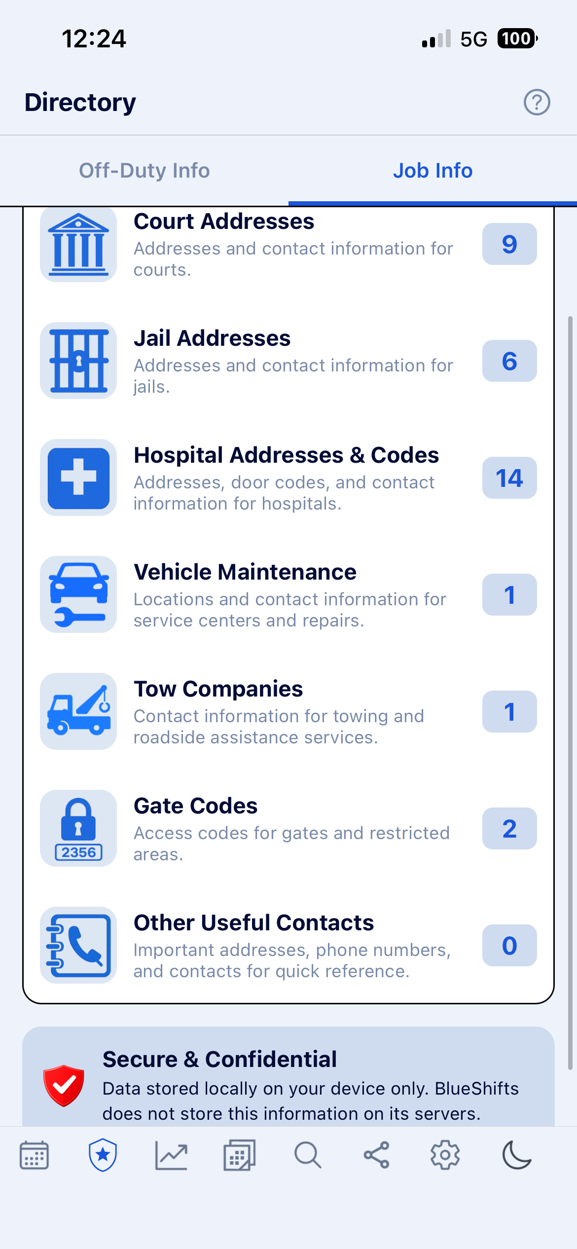 BlueShifts job information directory screenshot